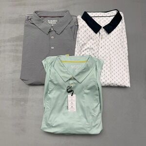 LOT OF 3 Maelreg Performance Short Sleeve Stretchy Polo Golf Shirt 3XL